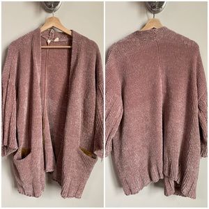 Anthropologie Moth Chenille Rose Pink Cardigan